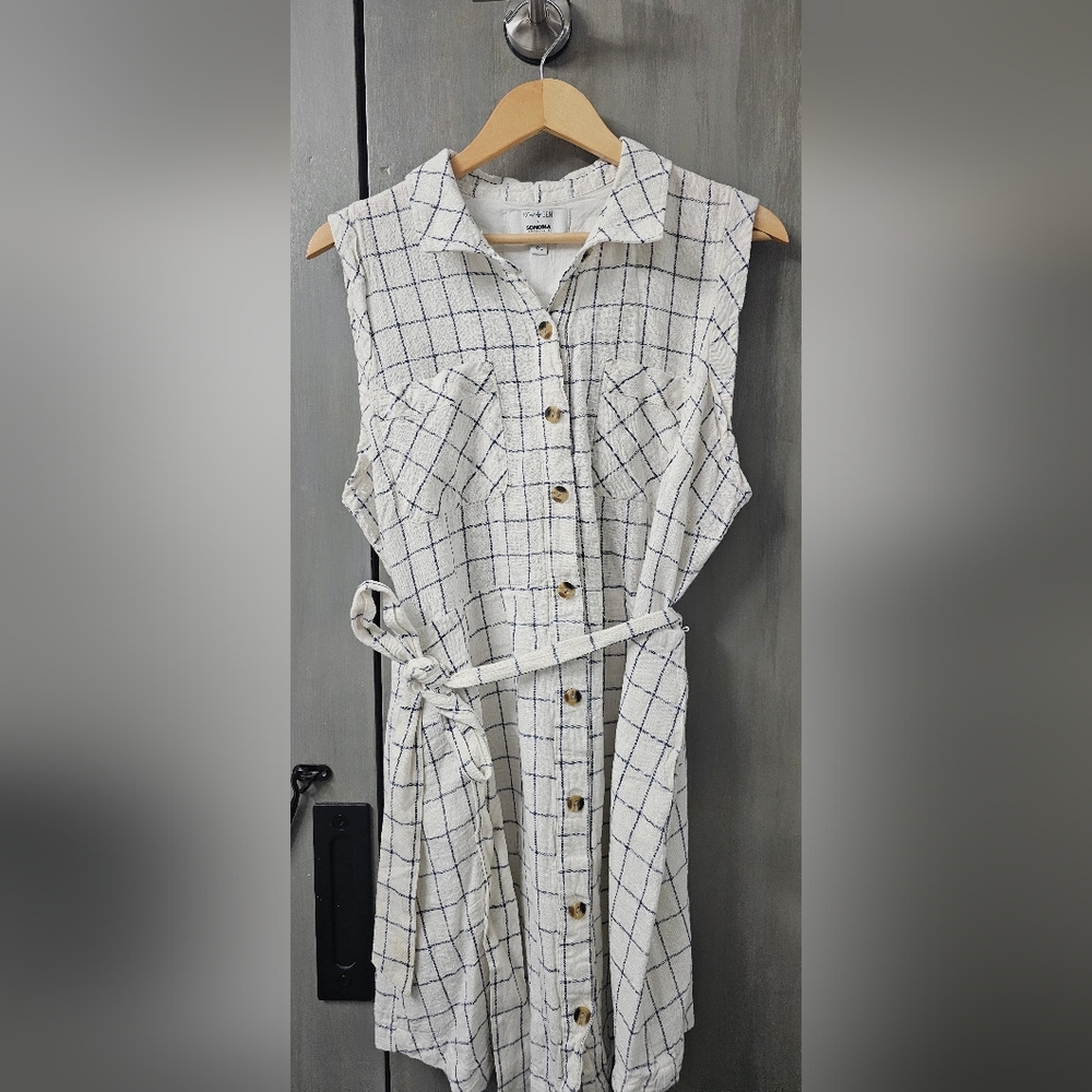 Sonoma White and Blue Checkered Shirt